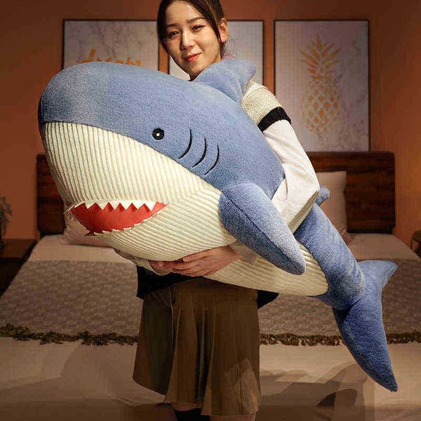 90120 cm gigante polupar tiburón muñecas juguetes de peluche suave tiburón kawaii peluche océano pez almohada juguete muñeca para niños bebé regalo de cumpleaños J220729