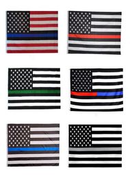 90150cm drapeau américain Blue Black Line Stripe Police Flags Red Striped USA Flag avec étoiles Banner Flags DA9114143208