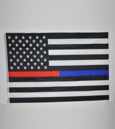 90150cm Blueline USA Police Flags 3x5 Foot Blue Line Blue USA Flag noir blanc et bleu drapeau américain avec œillets en laiton 50pcs8655405