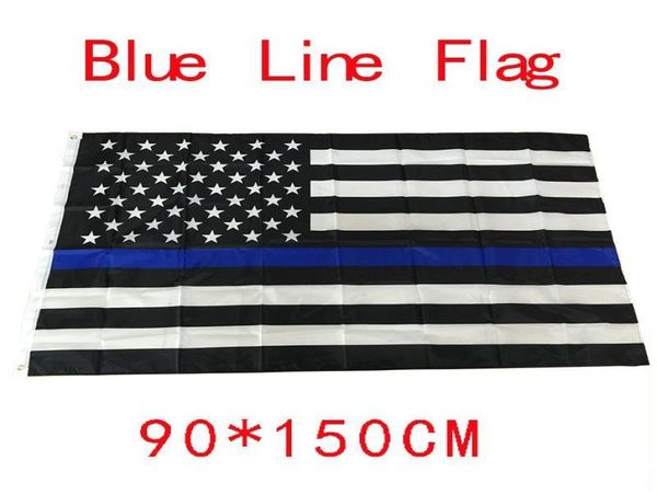 90 150 cm Drapeaux de police BlueLine USA Drapeau américain ligne bleue mince 3x5 pieds Drapeau américain noir blanc et bleu avec œillets en laiton DBC BH29187866