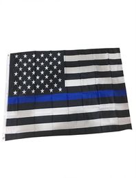 90150cm Bluelinerred USA Police Flags 3x5 Foot Thin Blue Ligne USA Flag noir blanc et bleu drapeau américain avec laiton Gommets6784714