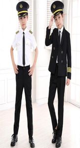 90160cm Kinderpilootkostuums Carnival Halloween Party Draag Stewardeant Cosplay uniformen kinderen vliegtuigkapitein kleding6915060