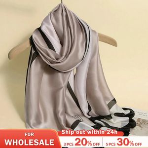 90180cm vrouw zijden sjaals aangepaste drukontwerper luxe satijn hijab hoofd sjaal voor vrouwen lange sjaals dames 240425