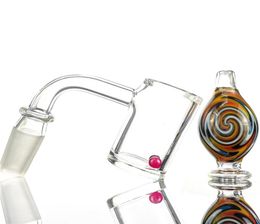 9045 degrés accessoires 25mm dessus plat 4mm fond épais quartz banger avec couleur art verre carb cap8291651