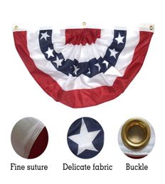 9045cm USA demi-cercle plissé demi-fan drapeau imprimé étoile américaine et rayures boucle en laiton œillets bannière banderoles décoration LJJ3311692