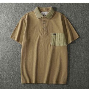 9056 Polo Shirts Mannen Japan Stijl Vintage Trendy Sport Jogger Katoenen Pocket Kleur Match Knappe Jeugd Revers Korte Mouw Tees H1218