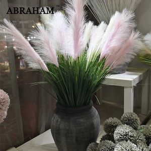 90 cm 5 Têtes Grand Bouquet De Plantes Artificielles En Plastique Oignon Herbe Faux Roseau Branche D'arbre De Mariage Fleur Pour La Maison Automne Décor 210624