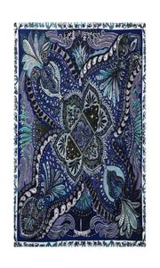 Brand de 90 cm Paisley Bandana Foulard Square Square Women Silk Shawl Brand Hijab Scarf Handmed Curled New Head Buff Y202400396