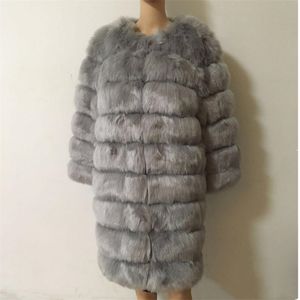 90cm de luxe femmes hiver à manches longues fausse fourrure manteau veste moelleuse s vestes pardessus faux vêtements d'extérieur 211220