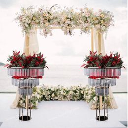 90 cm à 140 cm) 3 couches de décoration de mariage pilier de passerelle support de fleur Vase en acrylique colonne présentoir de fleurs scène de mariage toile de fond décor de scène