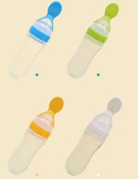 90 ml bébé biberon avec tête de cuillère Silicone infantile complément alimentaire riz céréales couleurs meilleure qualité