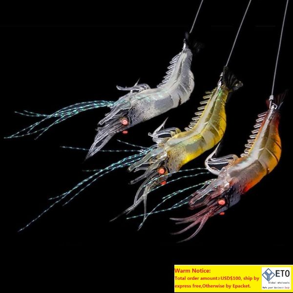 90mm 7g Simulation douce crevette pêche flottant en forme d'appât bionique leurres artificiels avec crochets