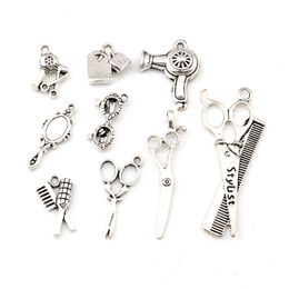 90 stks antieke zilveren legering schaar charms hangers voor sieraden maken armband ketting DIY accessoires A-662