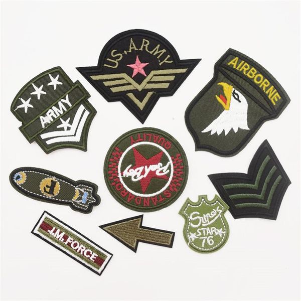 90 pièces armée militaire insignes emblèmes Appliques coudre fer sur patchs Badges DIY1869