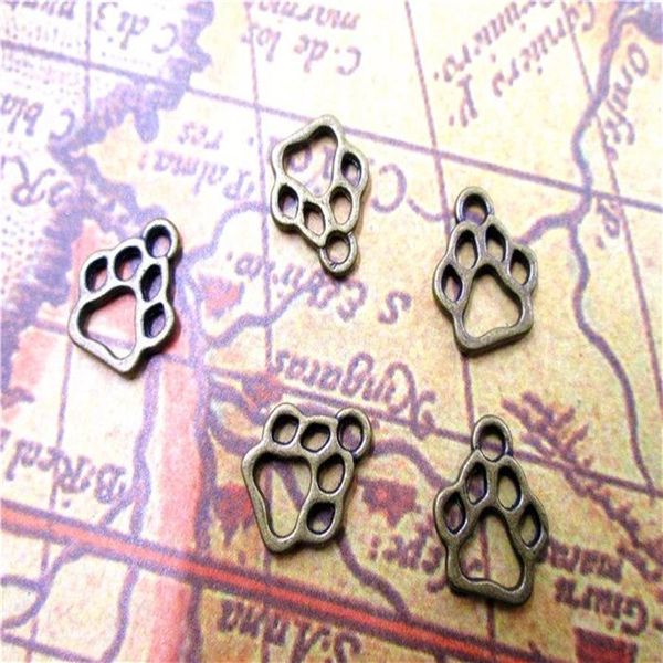 90pcs - Dog Paw Charms Antique Bronze Dog Paw Pendants