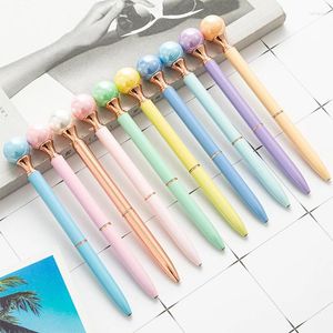 90 stuks Fancy Kleurrijke Parel Pennen Draaibare Metalen Balpen 1.0mm Zwarte Inkt Voor School Office Home Party