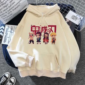 90s Demon Slayer Anime Tanjiro Nezuko Hoodie Sweatshirt Vrouwen Koreaanse Kpop Street Style Sweatshirt meisje Streetwear Sudadera Mujer L1031