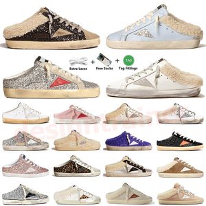 golden goose 2024 Chaussures sales Baskets Mid-Star de luxe Diapositive italienne faite à la main pour femmes avec signature sur la cheville Inserts en cuir noir 35-46