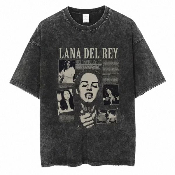 90s cantante Lana Del Rey Wed camiseta Harajuku Hombres Mujeres Retro de manga corta Fi camisetas de gran tamaño Cott Tees Streetwear d0fF #