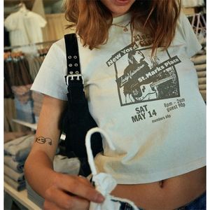 90s vintage gitaar oogst top vrouwen zomer ronde hals korte mouw katoenen t-shirt femme casual streetwear retro tshirt tops 220328