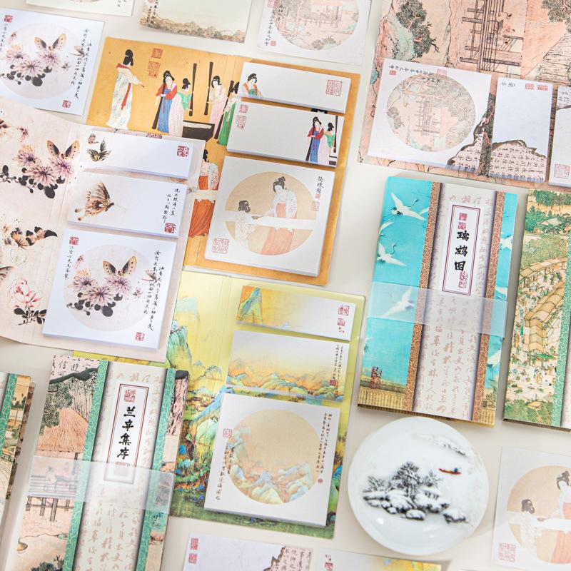 90blad kinesiska forntida stilmeddelande klibby anteckning poesi målning memo pad poserar brevpapper skoltillbehör kontor tillbehör