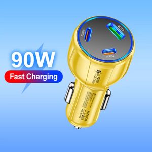 Chargeur de voiture 90W USB Type C Charge rapide chargeur de téléphone de voiture double PD 30W Charge rapide 3.0 adaptateur de chargeur pour iPhone 15 14 Samsung S24 Xiaomi LG