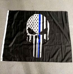 90x150cm 3x5 fts American Blue Line Skull Factory Factory 2989411