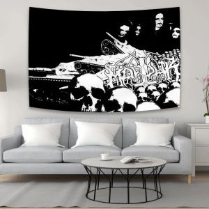 90x150cm Dark Metal Band Marduks Tapestry Hanging Art Gedrukte Black Gold Band Flags Banner Bar Cafe Hotel Decor