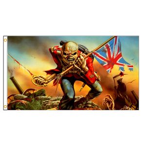 90x150cm Heavy Metal Cadeau Drapeau Crâne Squelette Soldat Angleterre Bannière