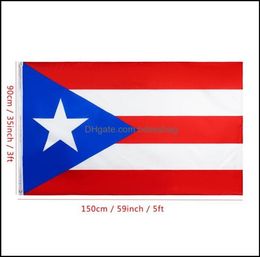 90x150cm Puerto Rico Nationale vlag Hangende vlaggen Banners Polyester BANER BANDER ONDERDOUS Big Decoratie BH3994 Drop Delivery 2021 4111423