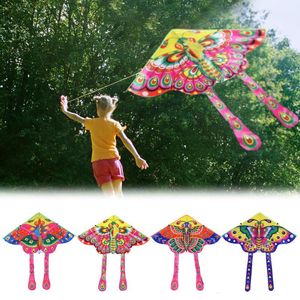 Cometas de 90x50cm, cometa de mariposa colorida para exteriores, cometas plegables de tela brillante para jardín, juguetes voladores, juego de juguete para niños