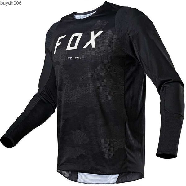 90ZR MENS T-shirt 2023 Nouveau style moto jersey rapide Dry Mountain Vétime à manches longues Downhill Fox TELEYI Jersey Mtb Jersey Camo Breathable
