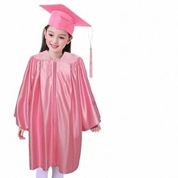 91-138cm Niños Graduati Traje Kindergarten Soltero Vestido Academinc Uniforme Boy Gilr Fotografía Rendimiento Robe Hat Set 23Nj #