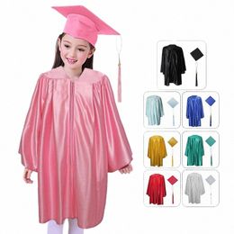 91-138 cm Niños Graduati Traje Kindergarten Soltero Vestido Academinc Uniforme Boy Gilr Fotografía Rendimiento Robe Hat Set 267Y #
