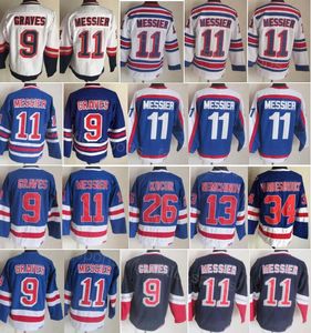 91-92 Retro Hockey Vintage 34 John Vanbiesbrouck Jersey CCM Classique 11 Mark Messier 9 Adam Graves 13 Sergei Nemchinov 26 Joe Kocur Retire 75e anniversaire Hommes