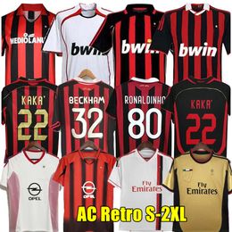 91 92 Retro voetbalshirts AC RONALDINHO KAKA MILANS VAN BASTEN BOBAN MALDINI SHEVCHENKO BOBAN RUI COSTA NESTA INZAGHI Home Away 3rd Vintage uniform voetbalshirt