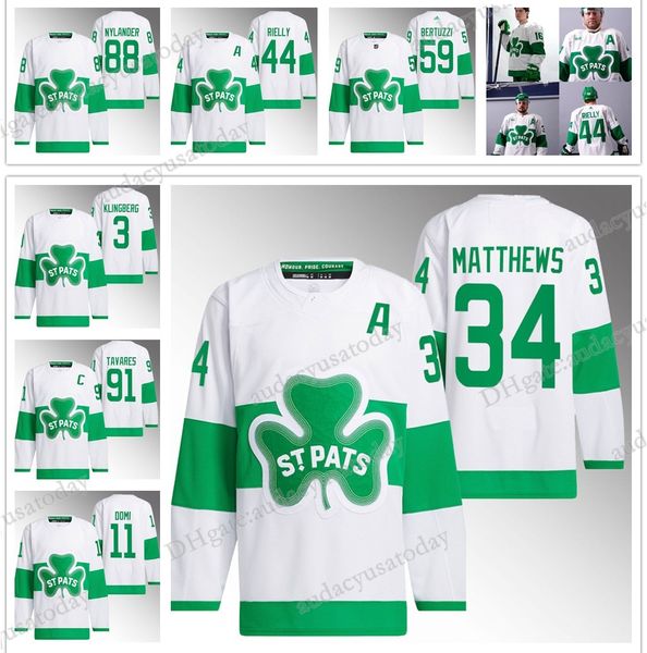 91 Tavares 2024 St. Pats Jersey Maple Leafs 34 Auston Matthews William Nylander Mitchell Marner Morgan Rielly Matt Murray Ryan Reaves Matthew Knies Tyler Bertuzzi