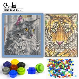 910pcs Bricks Plate 1x1 Round 54 Couleurs Pièces de blocs de construction Toys pour MOC Mosaic Pixel Art Portrait Lights Compatible 6141 4073