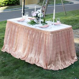 Falda de mesa de lentejuelas de oro rosa de 914 pies para fiesta de cumpleaños redonda, rectangular, cuadrada, boda, Navidad 240307