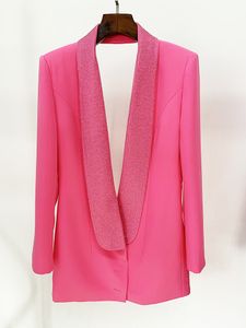 919 XXL 2023 Milan piste automne femmes vêtements d'extérieur à manches longues manteau col à revers manteau bouton rose mode vêtements femmes oalaidi