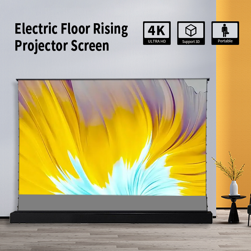 92 inch Black diamond Motorized Floor Rising projection screen 3D ALR Obsidian Home theater long throw projector screen