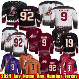 #92 Logan Cooley Arizona Hockey Jersey #9 Clayton Keller Shane Doan Nick Schmaltz Phil Kessel Barrett Hayton Matias Maccelli Lawson Croyotes Jerseys