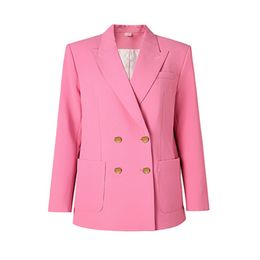 923 L 2023 Milan Runawy Plus Size Merk Dezelfde Stijl Jas Roze Dames Bovenkleding Knop Dames Jas Hoge Kwaliteit mode Oulaidi