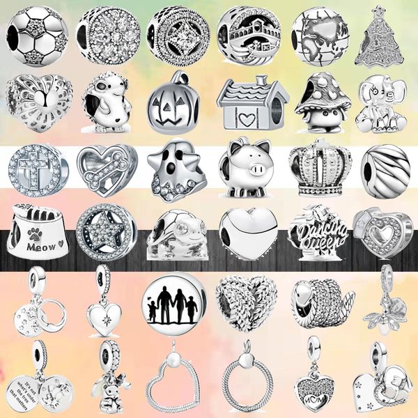 925 charmes de bracelet pour ensemble de charme Pandora boîte d'origine série de couleurs clair Zircon couronne coeur étoiles ronde collier de perles européennes bijoux à breloques