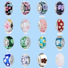 925 Charme kralen accessoires passen pandora charmes sieraden groothandel nieuwste kleurrijke lampwerk glazen kralen murano aolly kraal
