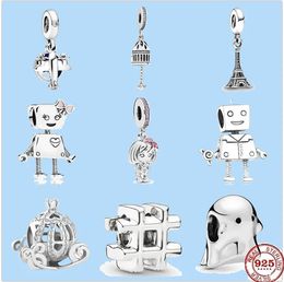 925 Charme kralen Accessoires passen Pandora Charms Sieraden Sieraden Gift Groothandel Airplane Robot Little Girl Bird Cage