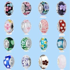 925 perles de charme accessoires fit pandora bijoux à breloques en gros plus récent coloré perles de verre au chalumeau Murano Aolly perle