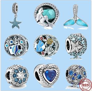 925 Charme kralen Accessoires Fit Pandora Charms Sieraden Hoogwaardige sieraden Geschenk Groothandel Zomer Nieuwe Ocean Mermaid Fish Starfish Pendant Bead