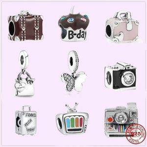 925 perles de charme accessoires fit pandora bijoux à breloques caméra TV sac gâteau amour ensemble de breloques pendentif bricolage perles fines bijoux