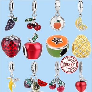 925 perles de charme accessoires fit pandora charms bijoux Fraise Pomme Cantaloup Cerise Citron Fruit Perle